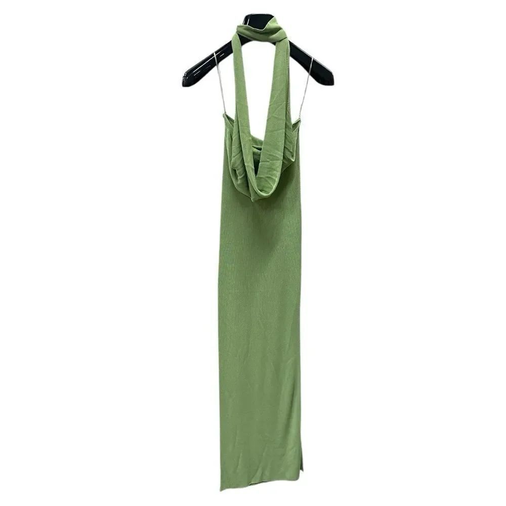 New Aya Muse Edo Halterneck Draped Maxi Dress M Light Green